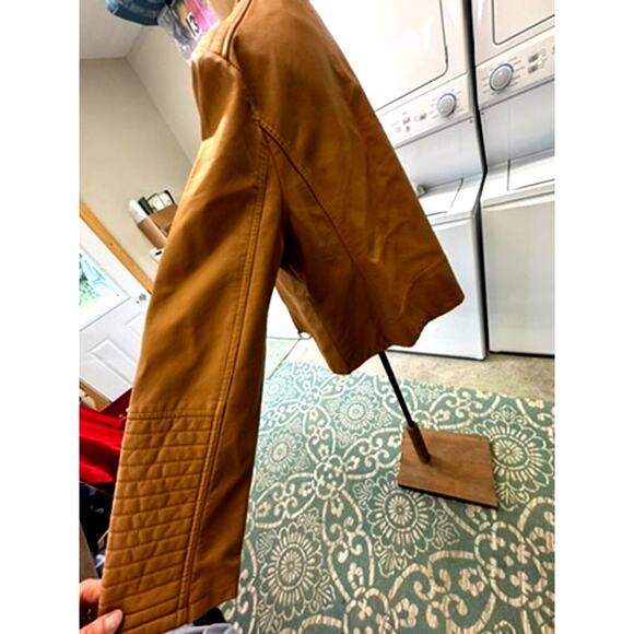 NWT!!! Metaphor ,Asymmetrical Zip Up ,Tan jacket, Faux Leather,Street Wear - Picture 6 of 13